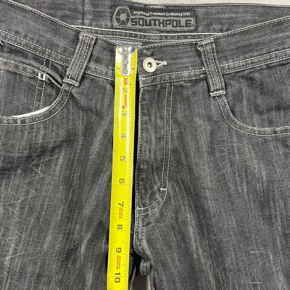 Southpole Jeans Men 32 31x29 Acid Washed Black Straight Leg Denim Streetwear Y2K - Picture 5 of 13